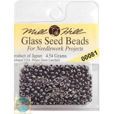 00081 Бісер 11/0 (2,2 мм) Glass Seed Beads Mill Hill, 4,54 г, Jet