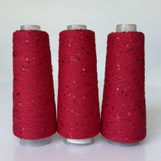 002 Infinity Yarn Пряжа паєтки 3 мм на котонi, Червоний  100гр-800м