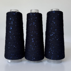 005 Infinity Yarn Пряжа паєтки 3 мм на котонi, Темно-синій+синя  100гр-800м