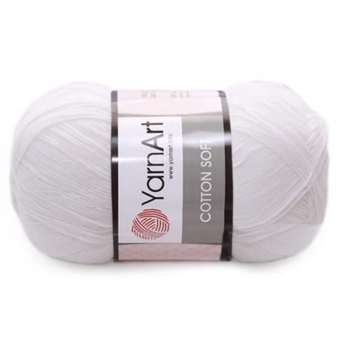 01 Пряжа Cotton Soft 100гр - 600м (Білий) YarnArt