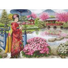01024 Anchor Набір для вишивки рахунковим хрестиком - Японський сад The Japanese Garden 30x40 см, Aida 18