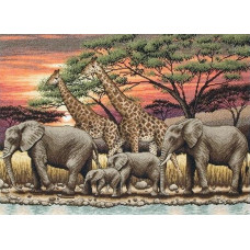 01026 Anchor Набір для вишивки рахунковим хрестиком - Африканський захід African Sunset 30x40 см, Aida 18