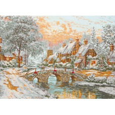 01062 Anchor Набір для вишивки рахунковим хрестиком - Різдво Cobblestone Christmas 35x45 см, Aida 16