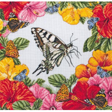 01225 Anchor Набір для вишивки рахунковим хрестиком - Весняні метелики Spring Butterflies 30x30 см, Aida 16
