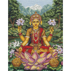 01233 Anchor Набір для вишивки рахунковим хрестиком - Богиня Лакшмі Goddess Lakshmi 40x30 см, Aida 16