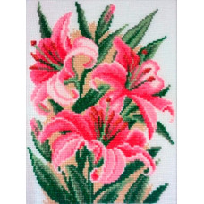 014 d Рожева Лілія. 16,6х20,6 см. Dantel. Набір для вишивки хрестиком на Aida 14
