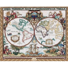 015-0223 Janlynn Набір для вишивки рахунковим хрестиком - Карта старого світу 46x38 см, Aida 14