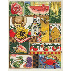 017-0102 Janlynn Набір для вишивки рахунковим хрестиком - Літній колаж 28x35 см, Aida14