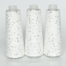 021 Infinity Yarn Пряжа паєтки 3 мм на котонi, Теплий білий+срібна  100гр-800м