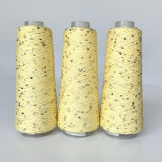 025 Infinity Yarn Пряжа паєтки 3 мм на котонi, Лимон+золота паєтка  100гр-800м