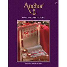 02537 Anchor Набір для вишивки гладдю - Ранер Різдвяні тюльпани Xmas Tulips 110x29 см, Aida 14
