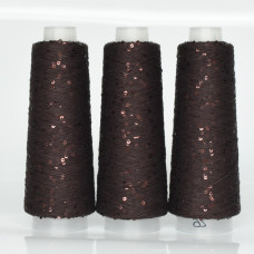026 Infinity Yarn Пряжа паєтки 3 мм на котонi, Чорний шоколад  100гр-800м