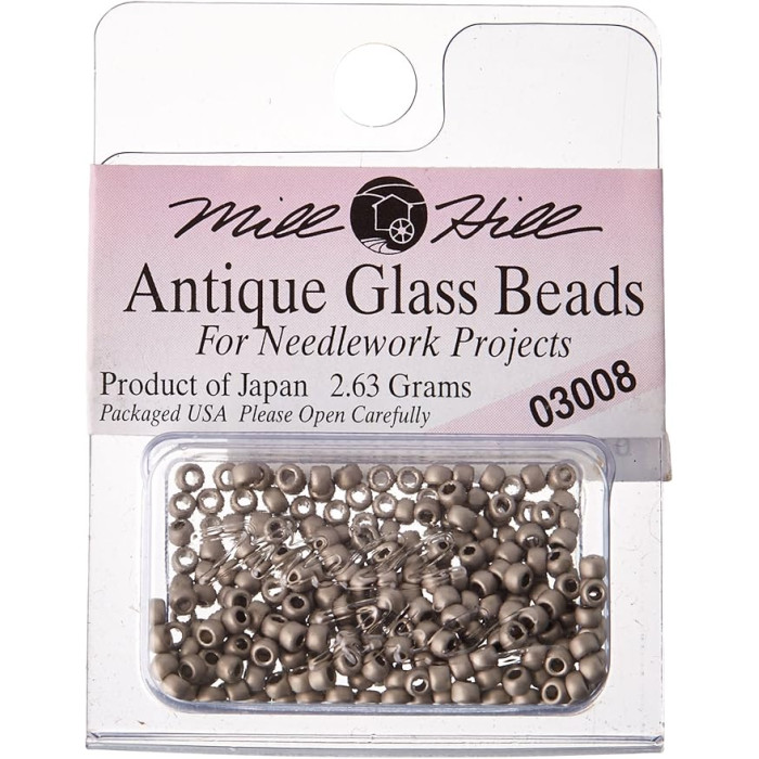 03008 Бісер 11/0 (2,2 мм) Mill Hill, 2,63 г, матовий скляний, Pewter
