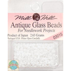 03015 Бісер 11/0 (2,2 мм) Mill Hill, 2,63 г, матовий скляний, Snow White