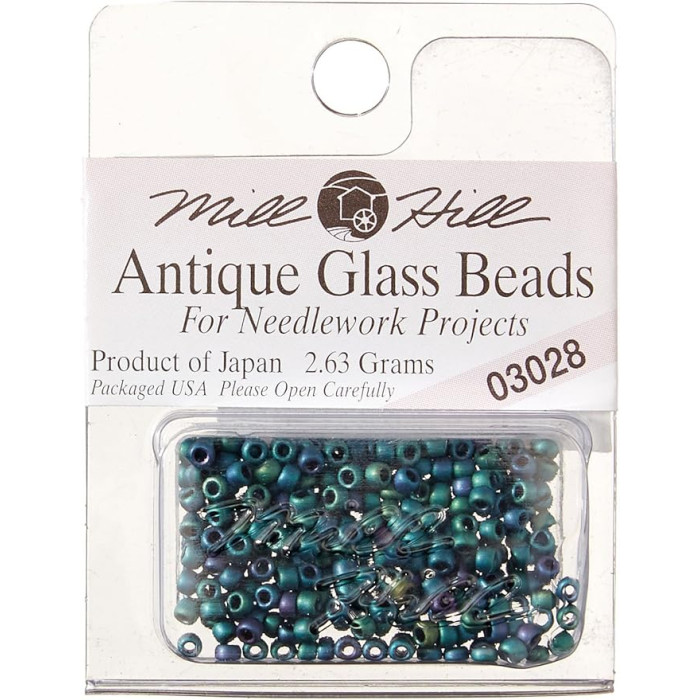03028 Бісер 11/0 (2,2 мм) Mill Hill, 2,63 г, матовий скляний, Juniper Green