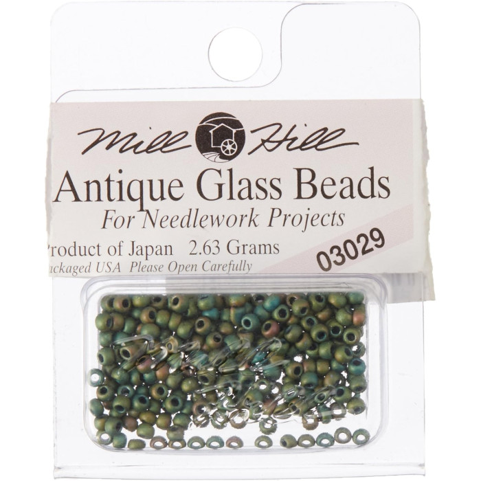 03029 Бісер 11/0 (2,2 мм) Mill Hill, 2,63 г, матовий скляний, Autumn Green