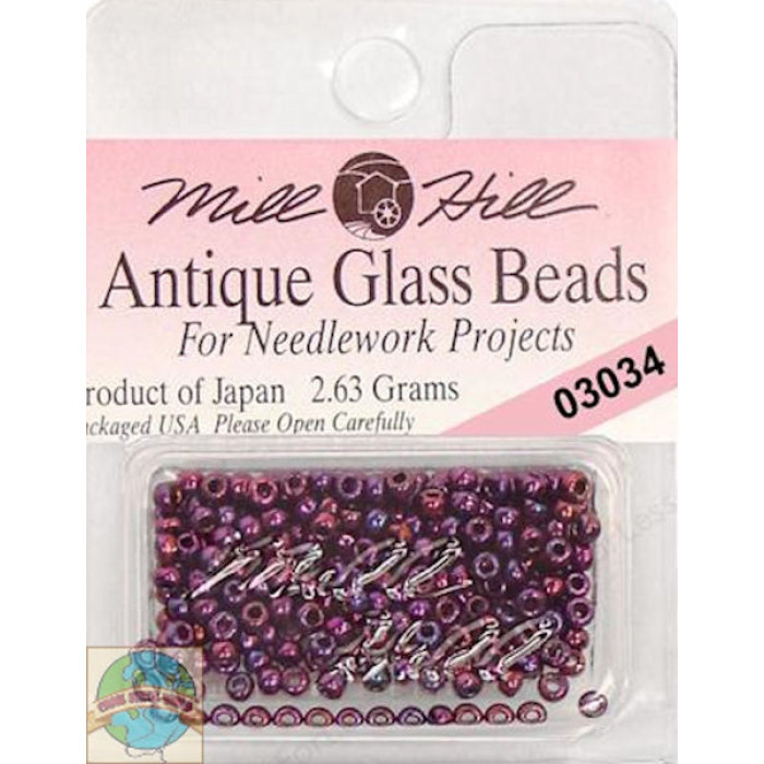 03034 Бісер 11/0 (2,2 мм) Mill Hill, 2,63 г, матовий скляний, Royal Amethyst