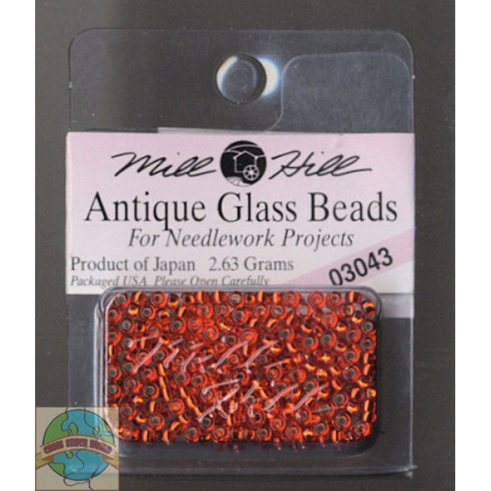 03043 Бісер 11/0 (2,2 мм) Mill Hill, 2,63 г, матовий скляний, Oriental Red