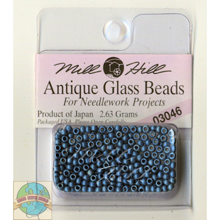 03046 Бісер 11/0 (2,2 мм) Mill Hill, 2,63 г, матовий скляний, Matte Cadet Blue
