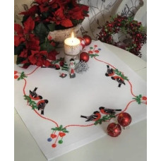 03507 Anchor Набір для вишивки рахунковим хрестиком - Снігурі та Різдво Bullfinch & Xmas 65x65 см, Aida 14