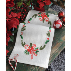 03530 Anchor Набір для вишивки гладдю - Ранер Різдвяні цукерки Christmas Candy 80x27 см, джут