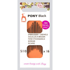 04897 Голки вишивальні чорні, №5/10, 16 шт. Pony (Індія)