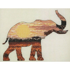 05040 Anchor Набір для вишивки рахунковим хрестиком - Силует слона Elephant Silhouette 20x26 см, Aida 14