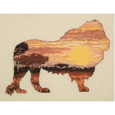 05041 Anchor Набір для вишивки рахунковим хрестиком - Силует лева Lion Silhouette 20x26 см, Aida 14