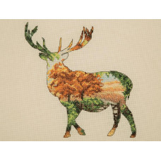 05043 Anchor Набір для вишивки рахунковим хрестиком - Силует оленя Stag Silhouette 20x26 см, Aida 14