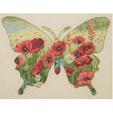 05044 Anchor Набір для вишивки рахунковим хрестиком - Cилует метелика Butterfly Silhouette 20x26 см, Aida 14