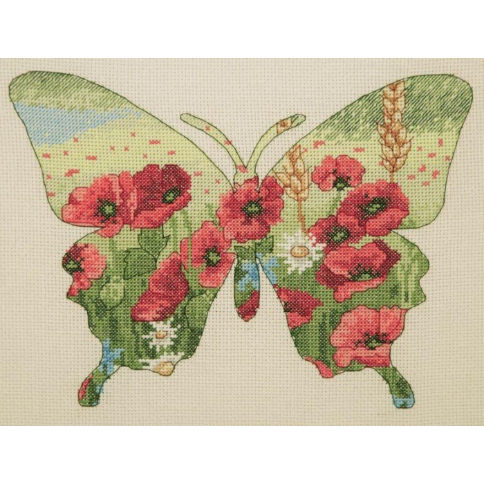 05044 Anchor Набір для вишивки рахунковим хрестиком - Cилует метелика Butterfly Silhouette 20x26 см, Aida 14