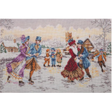 05045 Anchor Набір для вишивки рахунковим хрестиком - Ковзанка на Різдво Skaters At Christmas 20x30 см, Aida 14