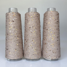 051 Infinity Yarn Пряжа паєтки 3 мм на котонi, Беж+пудра  100гр-800м