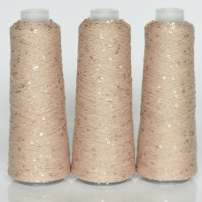 052 Infinity Yarn Пряжа паєтки 3 мм на котонi, Беж+пудра матова  100гр-800м
