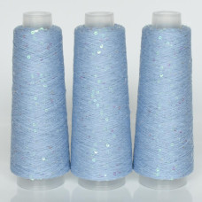 069 Infinity Yarn Пряжа паєтки 3 мм на котонi, блакитний+прозора голографія  100гр-800м
