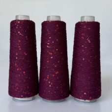 075 Infinity Yarn Пряжа паєтки 3 мм на котонi, Темна фуксія  100гр-800м