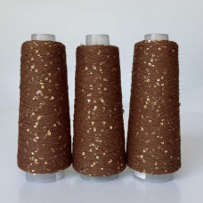 076 Infinity Yarn Пряжа паєтки 3 мм на котонi, Молочний шоколад + золото  100гр-800м