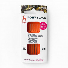 07834 Голки бісерні чорні з білим вушком, №10/12, 6шт. Pony (Індія)
