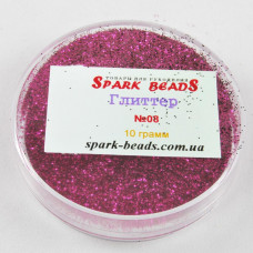 08 Гліттер, колір малиновий , 10 грам в уп. Spark Beads