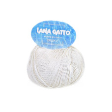 08183 Пряжа Lana Gatto Silky, 50г - 214м, білий, 100% шовк