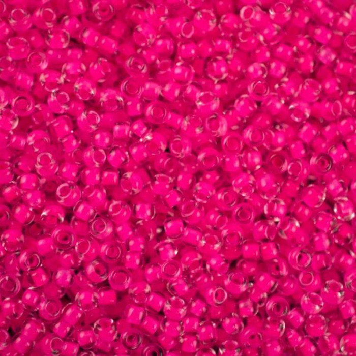 08777 10/0 чеський бісер Preciosa, 50 г, рожевий, кристальний з неоновим отвором