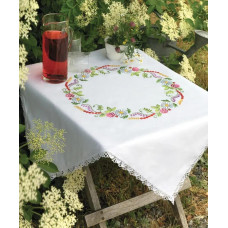 09333 Anchor Набір для вишивки гладдю - Скатертина Літні квіти Summer Flowers 65x65 см, льон