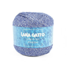09507 Пряжа Lana Gatto Fresh, 50г - 163м, синій-білий, 100% льон