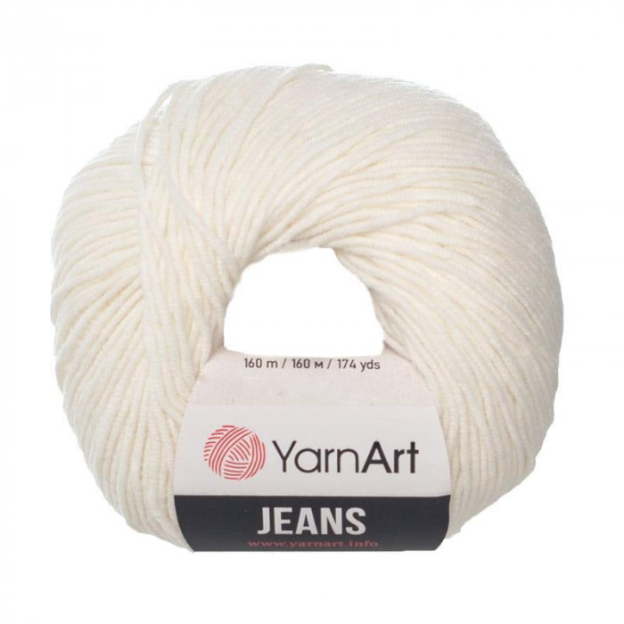 1 Пряжа Jeans 50гр - 160м (Білий) YarnArt