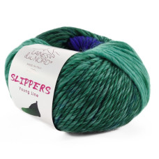 1 Пряжа Laines du Nord Slippers, 200г - 200м, зелений-фіолетовий, 100% вовна