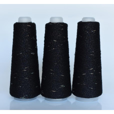 1 Пряжа Visco Knot Infinity Yarn, 100гр - 500м, чорний+мультіколор, 100% віскоза з люрексом