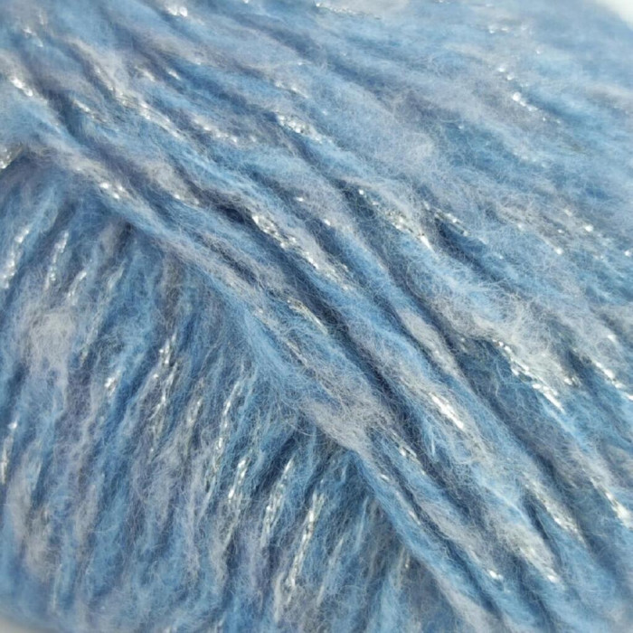 10 Пряжа Laines du Nord Chaska, 25г - 125м, блакитний, 34% вовна, 10% кашемір, 16% бавовна, 29% нейлон, 11% металевий PL