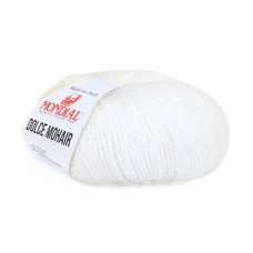 100 Пряжа Mondial Dolce Mohair, 50г - 150м, білий, 60% кід мохер, 40% акрил