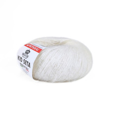 100 Пряжа Mondial Kid Seta, 25г - 210м, білий, 70% суперкід мохер, 30% шовк