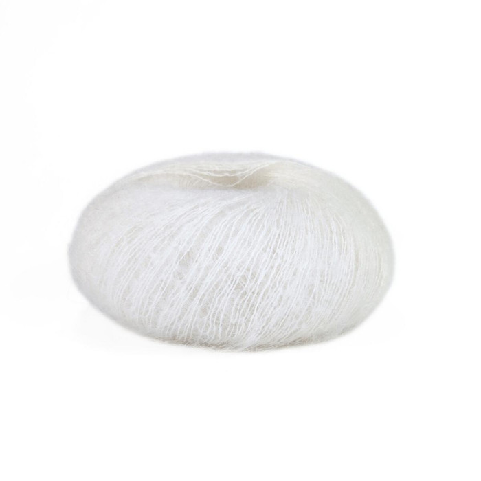 100 Пряжа Mondial Kid Seta, 25г - 210м, білий, 70% суперкід мохер, 30% шовк